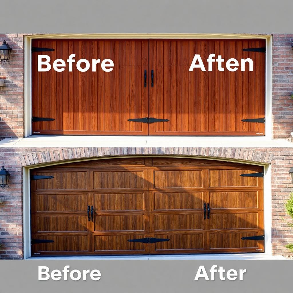 Before and after garage door installation transformation