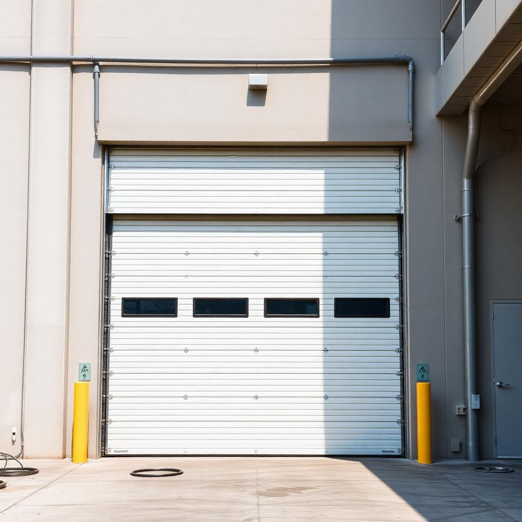 Commercial garage door installation on warehouse building